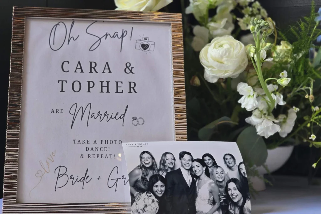 High-End black and white glam booth for a wedding in Buena Vista, CO.