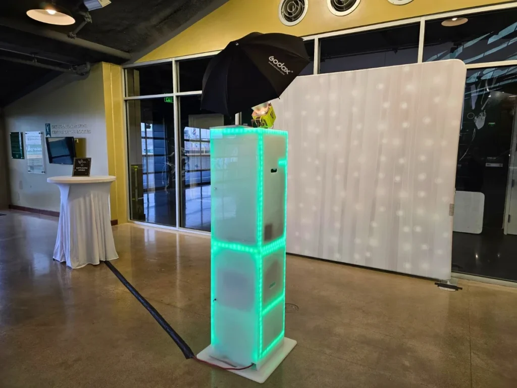 Staffed photo booth activation with organized guest flow