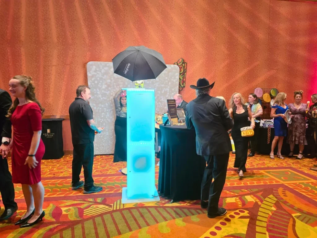 Professional brand activation photo booth setup for trade shows