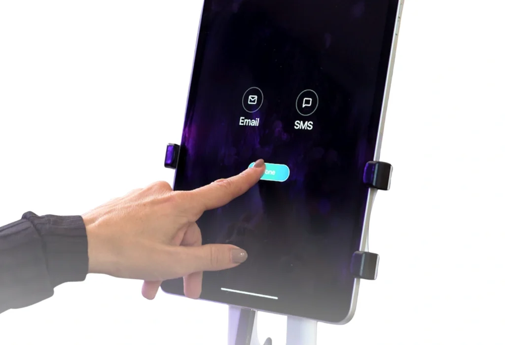 Digital sharing option for guests to download their finished robot-drawn portrait