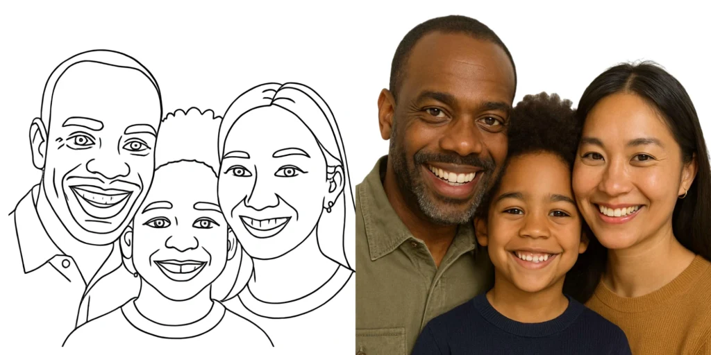 AI Draw ME Bot creating multi-subject robot-drawn portraits for guests attending together